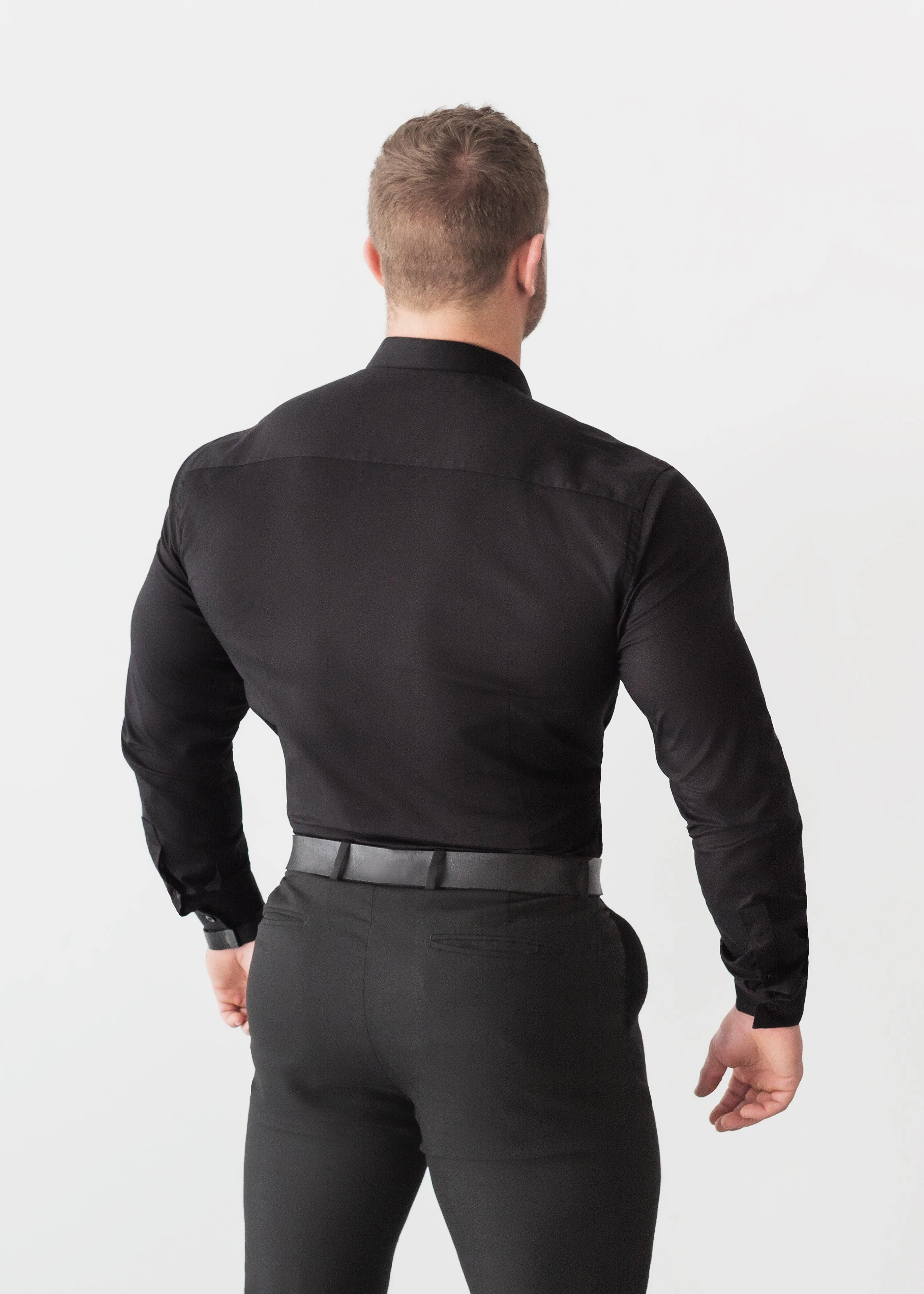 Black Tapered Fit Bodybuilder Shirt - Image 2