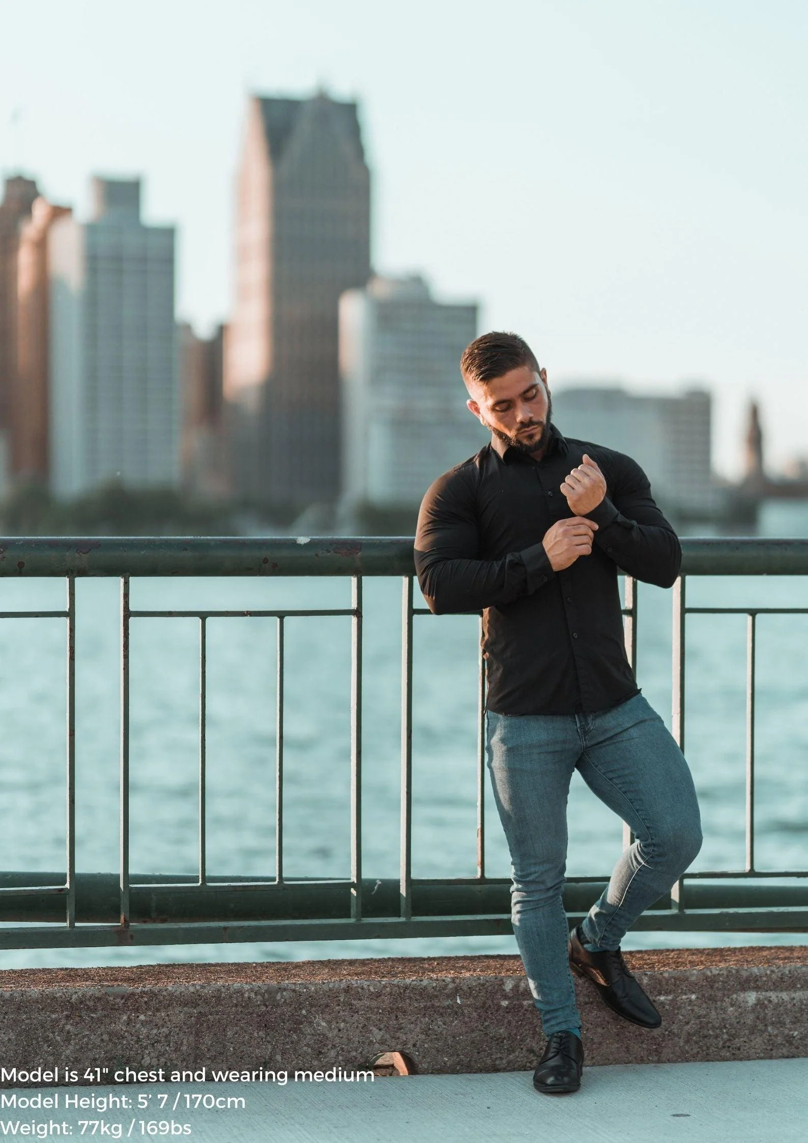 Black Tapered Fit Bodybuilder Shirt - Image 6
