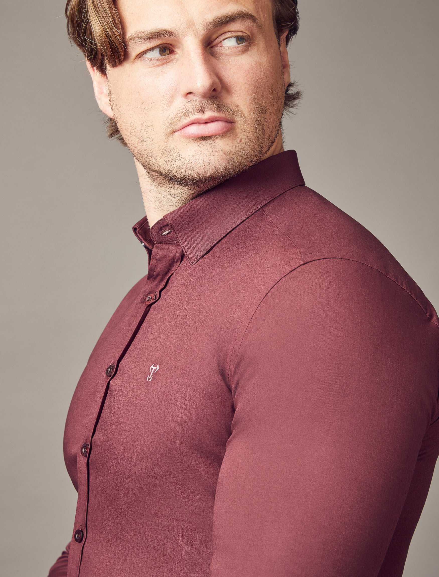 Burgundy Tapered Fit Shirt - Image 4