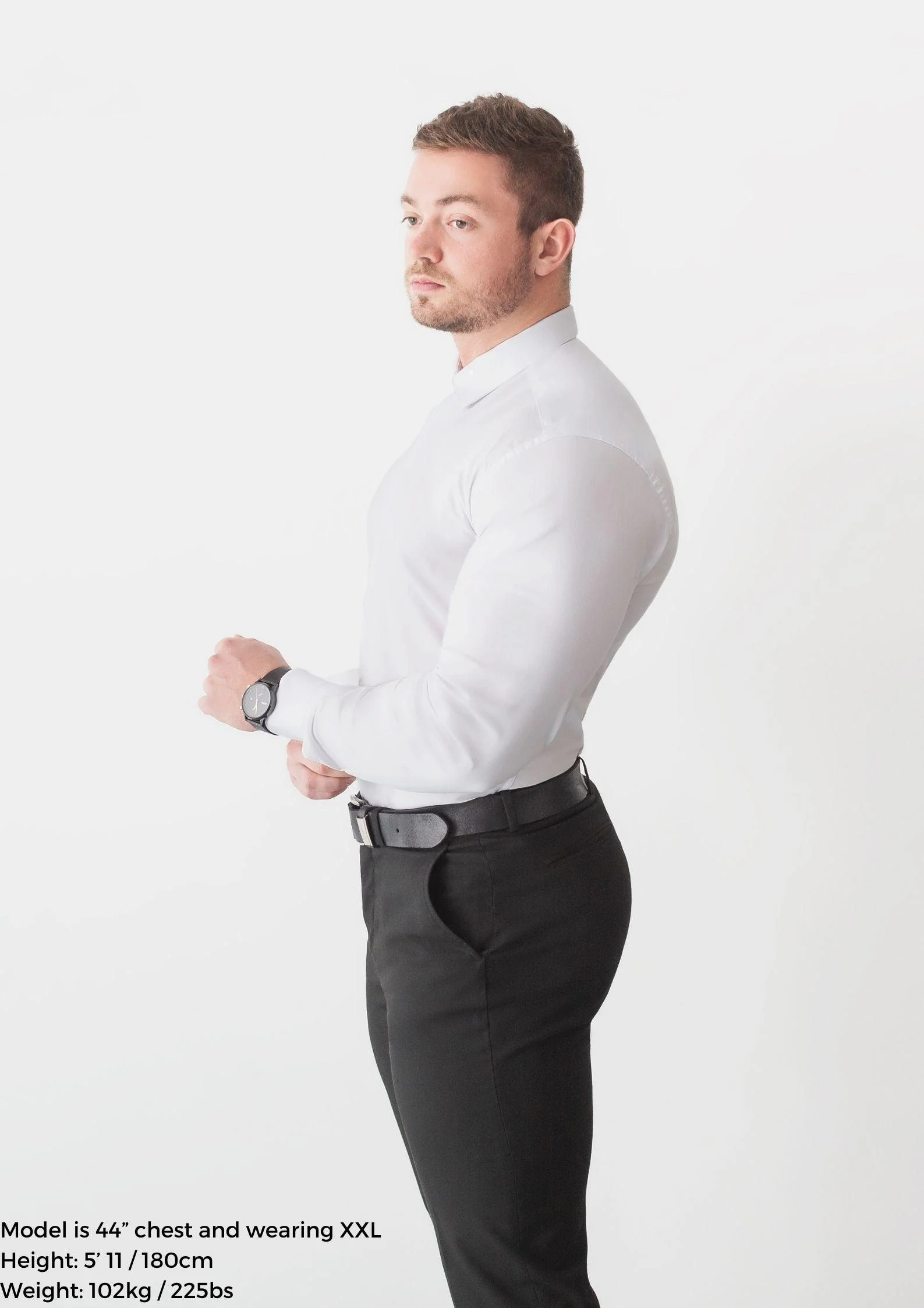 White Tapered Fit Bodybuilder Shirt - Image 2