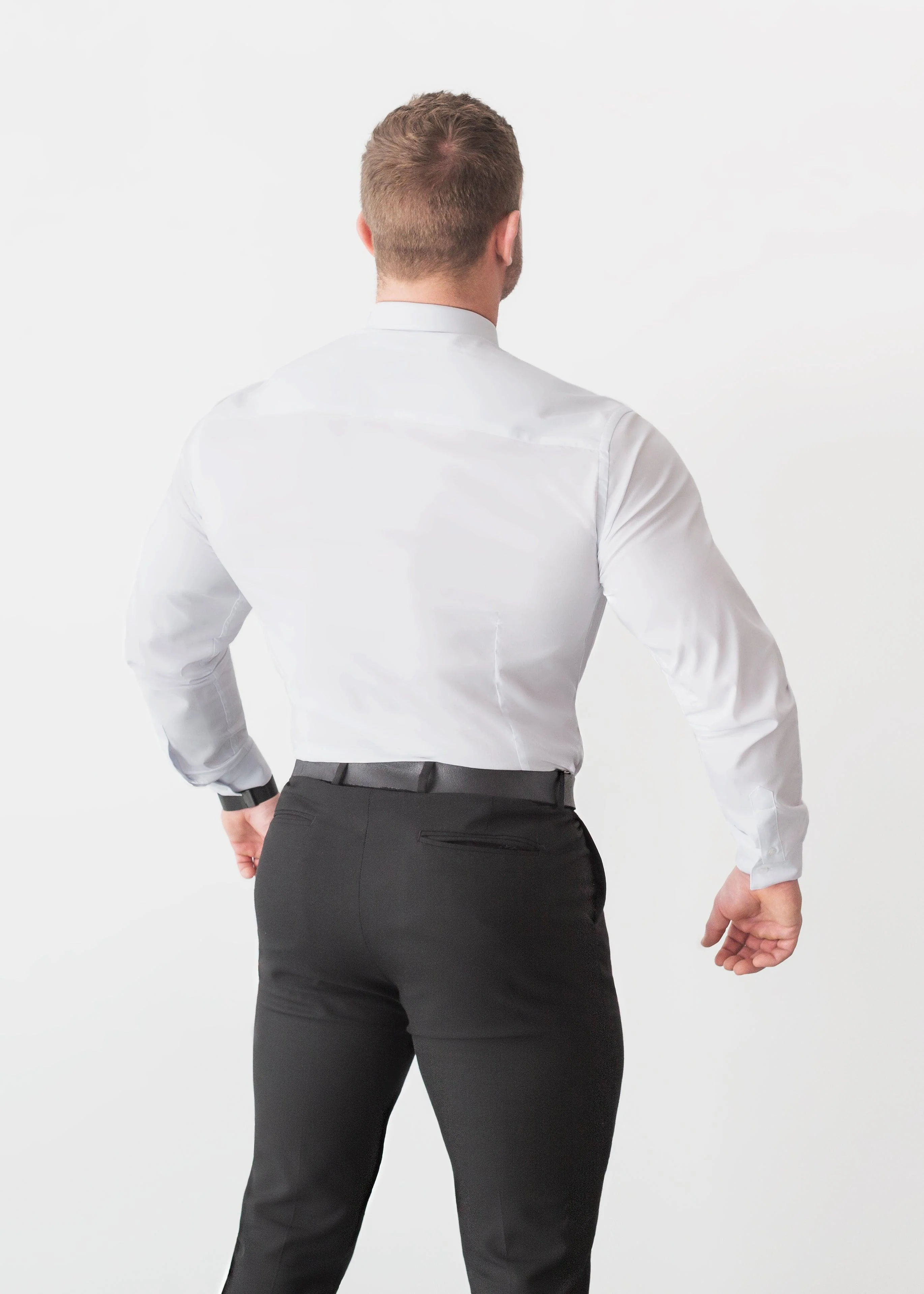 White Tapered Fit Bodybuilder Shirt - Image 3